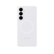 „Samsung“ silikoninis magnetinis dėklas, skirtas „Samsung Galaxy S26“, suderinamas su „MagSafe“ – baltas