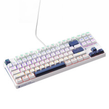 Machenike K500B-B87 Wired Mechanical Gaming Keyboard with Backlight, Red Switch - White