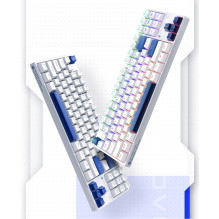 Machenike K500B-B87 Wired Mechanical Gaming Keyboard with Backlight, Red Switch - White