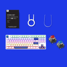 Machenike K500B-B87 Wired Mechanical Gaming Keyboard with Backlight, Red Switch - White