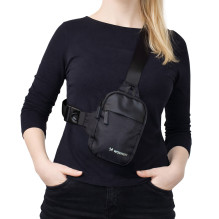 „Wozinsky WMS-W1“ unisex mini pečių krepšys su vandeniui atspariu dviejų skyrių telefonui - juodas „Wozinsky WMS-W1“ unisex mini pečių krepšys su vandeniui atspariu dviejų skyrių telefonui - juodas