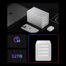 „Orico 8848U4 DAS“ serijos 4 lizdų M.2 NVMe SSD diskų masyvas – baltas