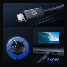 „Orico“ USB4 „Thunderbolt 5“ laidas, 80 Gbps, 240 W, USB-C į USB-C, 1,5 m, juodas