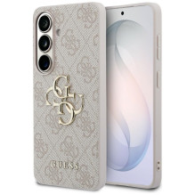 „Guess 4G“ didelis metalinis logotipo dėklas, skirtas „Samsung Galaxy S26“ – rožinis