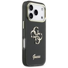 „Guess IML 4G Script Metal“ dėklas, skirtas „iPhone 17 Pro“ – juodas