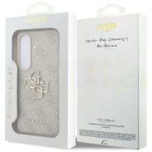 „Guess 4G“ didelis metalinis logotipo dėklas, skirtas „Samsung Galaxy S26“ – rožinis