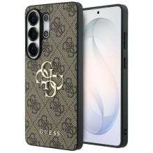 „Guess 4G“ didelis metalinis logotipo dėklas, skirtas „Samsung Galaxy S26 Ultra“ – rudas
