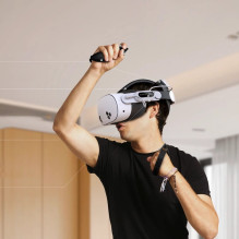 „BoboVR E3 Pro“ galvos dirželis su baterija, skirtas „Meta Quest 3“ ir „3S“ – baltas ir juodas