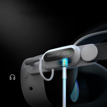 „BoboVR E3 Pro“ galvos dirželis su baterija, skirtas „Meta Quest 3“ ir „3S“ – baltas ir juodas