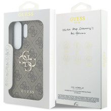 „Guess 4G“ didelis metalinis logotipo dėklas, skirtas „Samsung Galaxy S26 Ultra“ – rudas