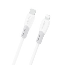 „Dudao L25SX“ 30 W USB-C – „Lightning“ laidas su minkštu silikoniniu apvadu, 2 m, baltas