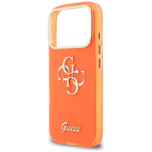 „Guess IML 4G Script“ metalinis dėklas, skirtas „iPhone 17 Pro“ – oranžinis