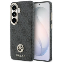 „Guess 4G MagSafe“ dėklas, skirtas „Samsung Galaxy S26“ su cirkoniais ir apvaliu logotipu – juodas