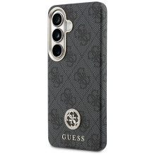„Guess 4G MagSafe“ dėklas, skirtas „Samsung Galaxy S26“ su cirkoniais ir apvaliu logotipu – juodas