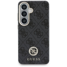 „Guess 4G MagSafe“ dėklas, skirtas „Samsung Galaxy S26“ su cirkoniais ir apvaliu logotipu – juodas