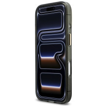 „Guess IML Glitters Script Strap“ „MagSafe“ dėklas, skirtas „iPhone 17 Pro“ – juodas