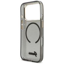 Guess IML Glitters Script Strap MagSafe Case for iPhone 17 Pro - Black
