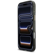 „Guess IML Glitters Script Strap MagSafe“ dėklas, skirtas „iPhone 17 Pro Max“ – juodas