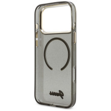 Guess IML Glitters Script Strap MagSafe case for iPhone 17 Pro Max - black