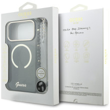 Guess IML Glitters Script Strap MagSafe case for iPhone 17 Pro Max - black