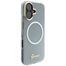 „Guess IML Gradient Script“ metalinis „MagSafe“ dėklas, skirtas „iPhone 17“ – baltas