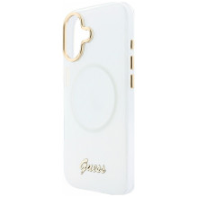 „Guess IML Gradient Script“ metalinis „MagSafe“ dėklas, skirtas „iPhone 17“ – baltas
