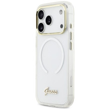 „Guess IML Gradient Script“ metalinis „MagSafe“ dėklas, skirtas „iPhone 17 Pro“ – baltas