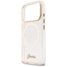 Guess IML Script Metal MagSafe Case for iPhone 17 Pro Max - Pink