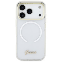 „Guess IML Gradient Script“ metalinis „MagSafe“ dėklas, skirtas „iPhone 17 Pro Max“ – baltas