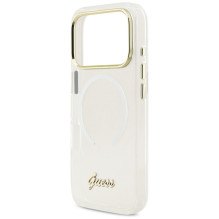 „Guess IML Gradient Script“ metalinis „MagSafe“ dėklas, skirtas „iPhone 17 Pro Max“ – baltas