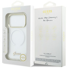 „Guess IML Gradient Script“ metalinis „MagSafe“ dėklas, skirtas „iPhone 17 Pro Max“ – baltas