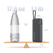 Cuktech CUKP200NGLLG 55W 20000mAh Powerbank with Built-in USB-C Cable - White