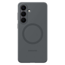 „Samsung“ silikoninis magnetinis dėklas, skirtas „Samsung Galaxy S26“, suderinamas su „MagSafe“ – juodas