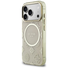 „Guess IML Peony Dot MagSafe“ dėklas, skirtas „iPhone 17 Pro“ – smėlio spalvos