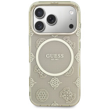 „Guess IML Peony Dot MagSafe“ dėklas, skirtas „iPhone 17 Pro“ – smėlio spalvos