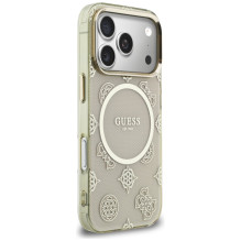 „Guess IML Peony Dot MagSafe“ dėklas, skirtas „iPhone 17 Pro“ – smėlio spalvos