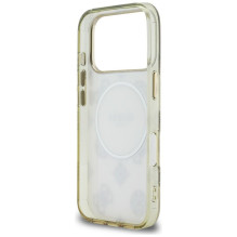 „Guess IML Peony Dot MagSafe“ dėklas, skirtas „iPhone 17 Pro“ – smėlio spalvos