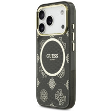 Guess IML Peony Dot MagSafe Case for iPhone 17 Pro - Black
