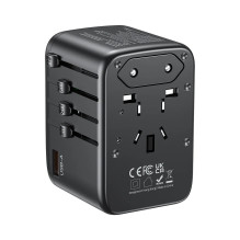 Power adapter - Unitek 65W Universal Travel Adapter (P1122ABK01, 1xUSB-A, 3xUSB-C, Black)