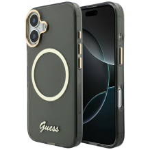 „Guess IML Script“ metalinis „MagSafe“ dėklas, skirtas „iPhone 17“ – juodas
