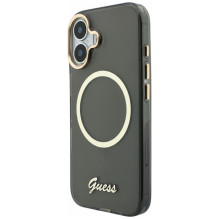 „Guess IML Script“ metalinis „MagSafe“ dėklas, skirtas „iPhone 17“ – juodas
