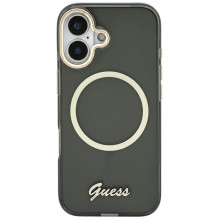 „Guess IML Script“ metalinis „MagSafe“ dėklas, skirtas „iPhone 17“ – juodas