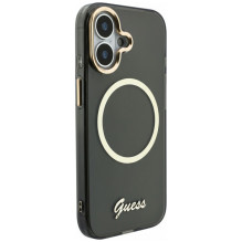 „Guess IML Script“ metalinis „MagSafe“ dėklas, skirtas „iPhone 17“ – juodas