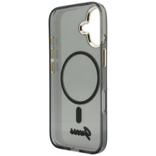„Guess IML Script“ metalinis „MagSafe“ dėklas, skirtas „iPhone 17“ – juodas