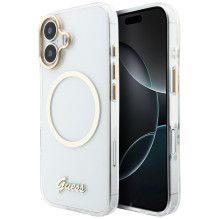„Guess IML Script“ metalinis „MagSafe“ dėklas, skirtas „iPhone 17“ – skaidrus