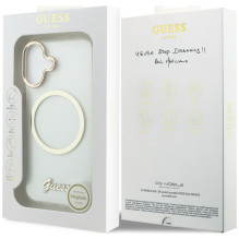 „Guess IML Script“ metalinis „MagSafe“ dėklas, skirtas „iPhone 17“ – skaidrus
