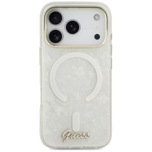 Guess IML Shell Script Metal MagSafe Case for iPhone 17 Pro Max - White