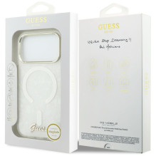 Guess IML Shell Script Metal MagSafe Case for iPhone 17 Pro Max - White