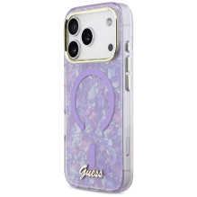 „Guess IML Shell Script Metal MagSafe“ dėklas, skirtas „iPhone 17 Pro Max“ – violetinis