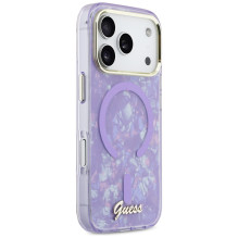 „Guess IML Shell Script Metal MagSafe“ dėklas, skirtas „iPhone 17 Pro Max“ – violetinis